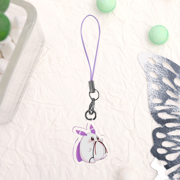 Momo eating cables Clear Acrylic Keychains (Phone charms)