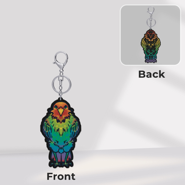 Rainbow Bird Glitter Keychain (medium)