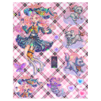 Magical Puppy Summoneer Witch Stickers Sheet with holographic stars - 13 piece set