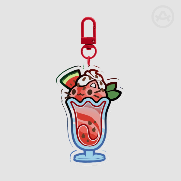 Watermelon Milkshake Cat Keychain