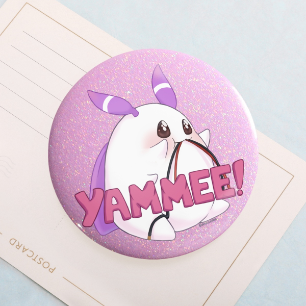 Momo eating cables YAMMEE! Holographic Badges