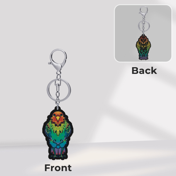 Rainbow Bird Glitter Keychain (small)