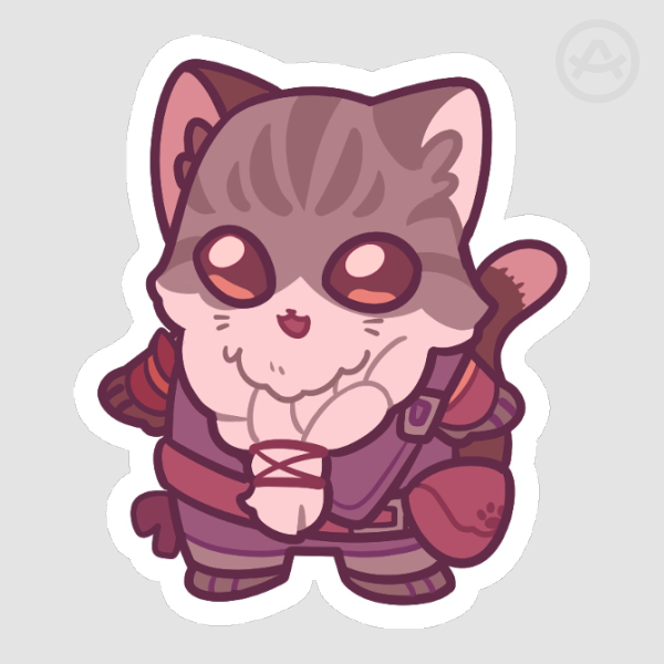 FFXIV Bearded Cat Matte Sticker