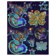 Snake Spirit Holographic stars effect Stickers Sheet - 8 piece set