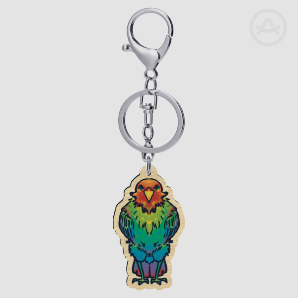 Rainbow Bird Wood Keychain (small)