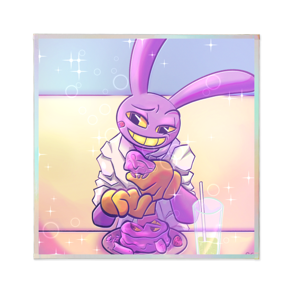 Sharing Food with the Bad Boy Rabbit of the School (NO WORDS)  Art Boards with Rainbow-Edged - 4.7" x4.7" (120x120mm)