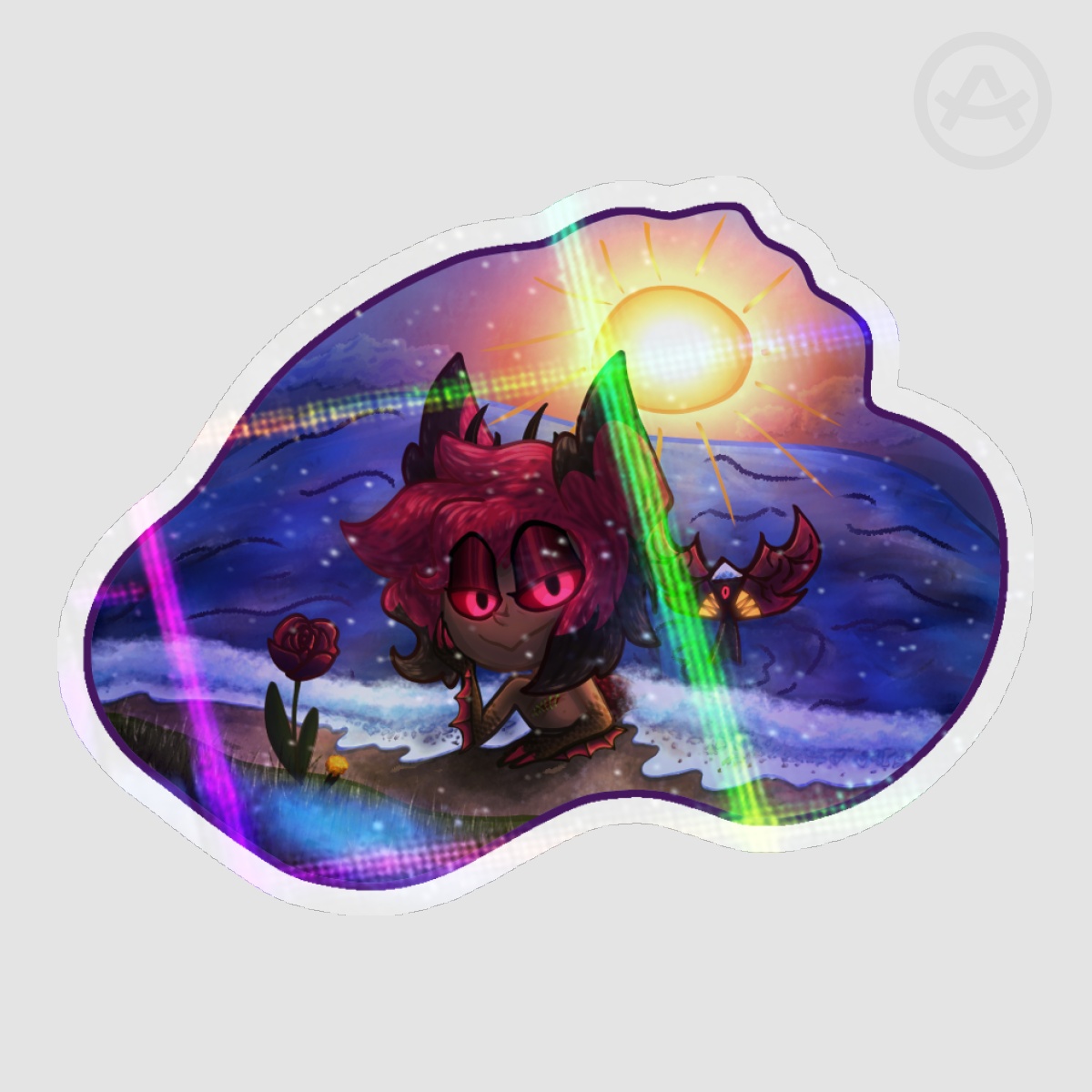 Mermaid Alastor Sticker (paper cross rainbow)