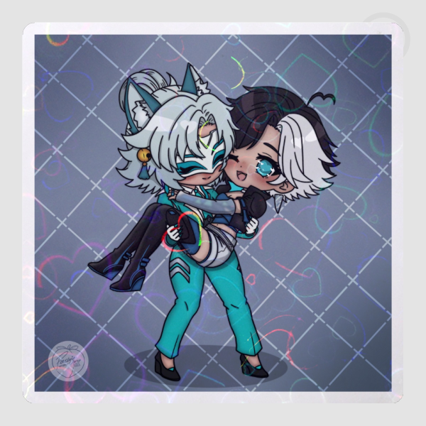 WhiteSnow Holo Heart Sticker w/ Background