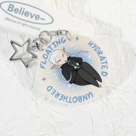 Mavi Floating, Hydrated, Unbothered, Lenticular Acrylic Pendant - 1.96"-Rotundity, ①