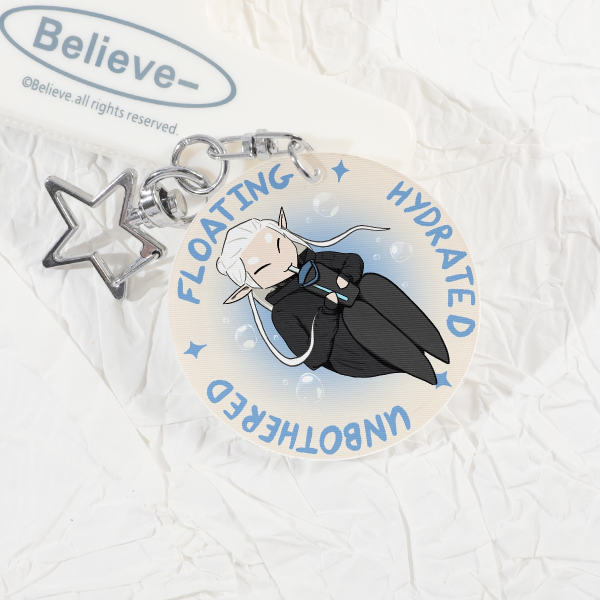 Mavi Floating, Hydrated, Unbothered, Lenticular Acrylic Pendant - 1.96"-Rotundity, ①