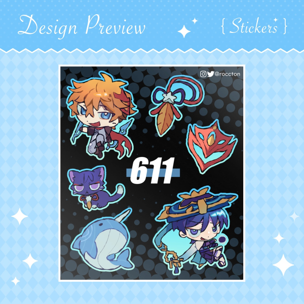 611 Genshin Impact Scaramouche and Childe Tartaglia sticker sheet