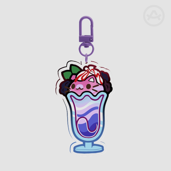 Blackberry Milkshake Cat Keychain