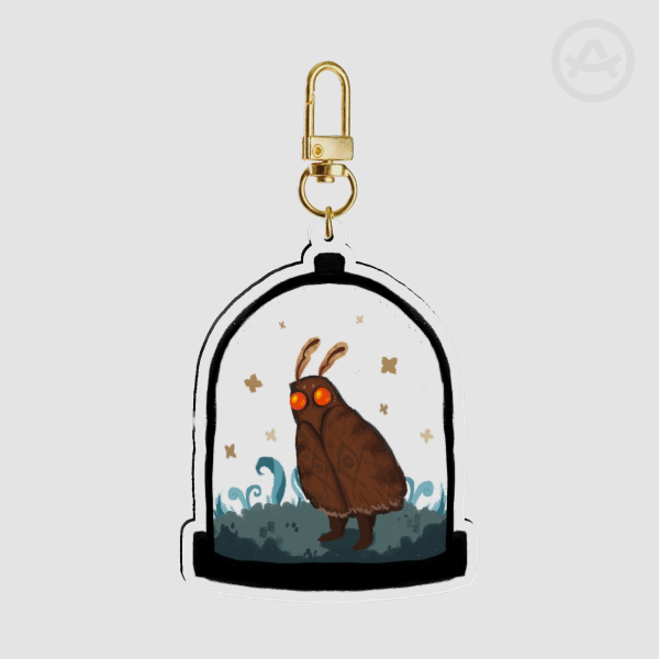 Mothman Cryptid Terrarium Clear Acrylic Keychain