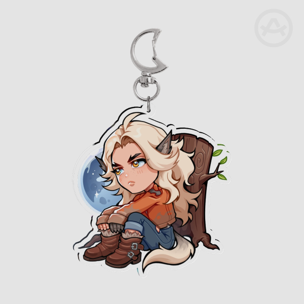 Silver Deadlock Keychain / Log + Moon