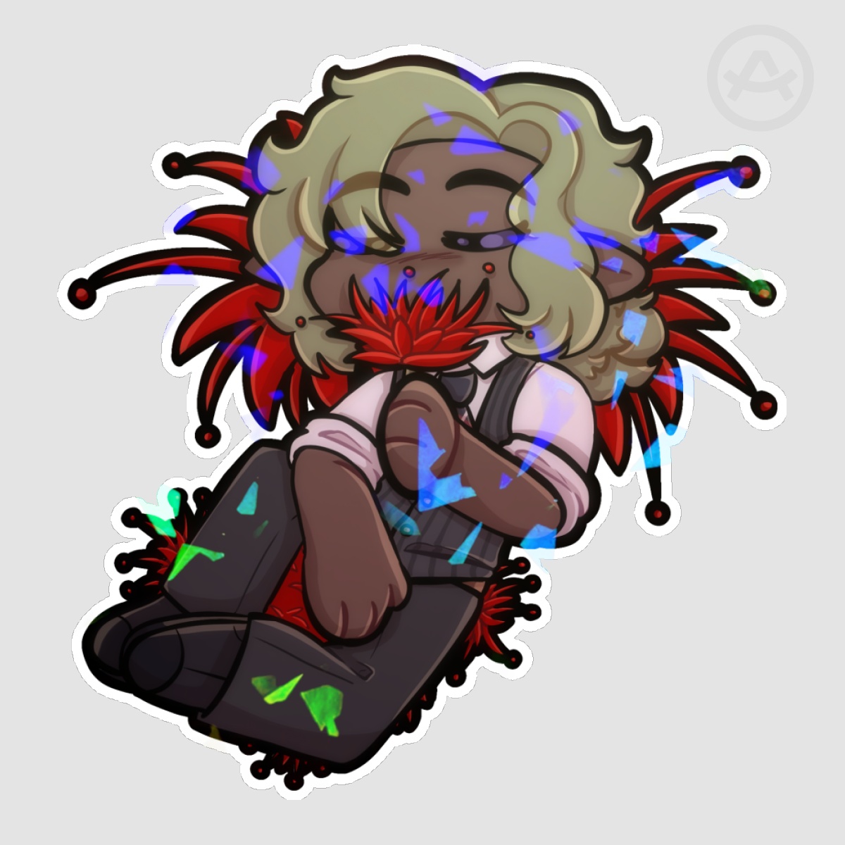Spider Lily Jasper - A Field of Spider Lilies - Broken Glass Die Cut Stickers