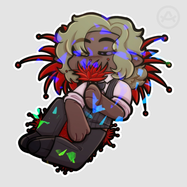 Spider Lily Jasper - A Field of Spider Lilies - Broken Glass Die Cut Stickers