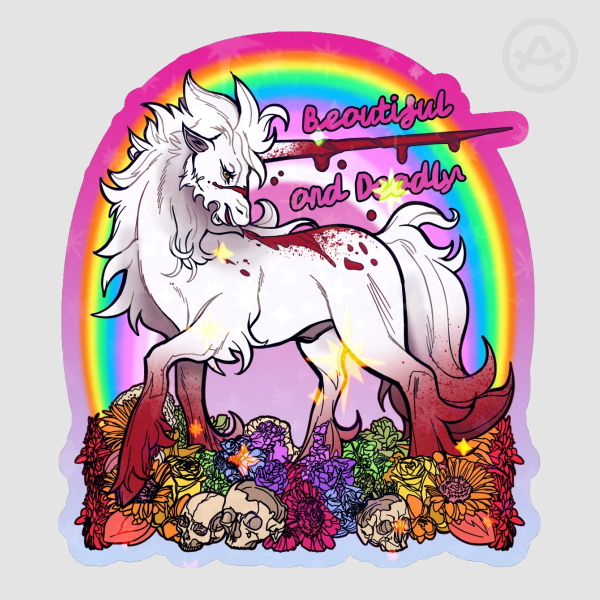 Beautiful and Deadly Murder Unicorn Sticker