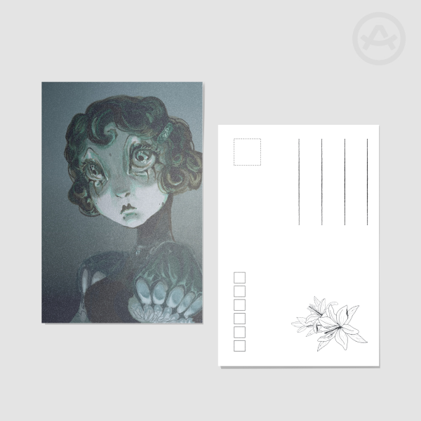 Turquoise Gothic Lady Postcard