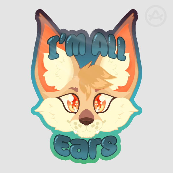 "I'm all ears" furry fox Colored Edge Die Cut Stickers