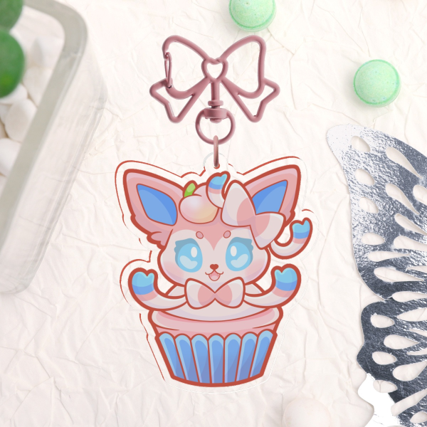 Sylveon Cupcake Keychain