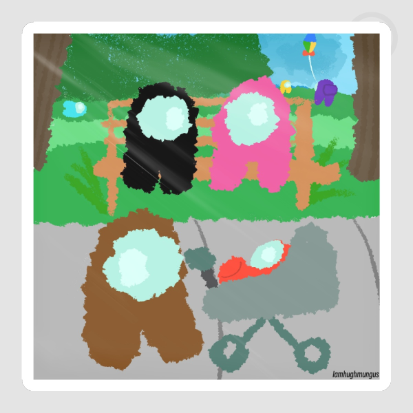 Among Us Crewmates A Beautiful Day Glossy Sticker