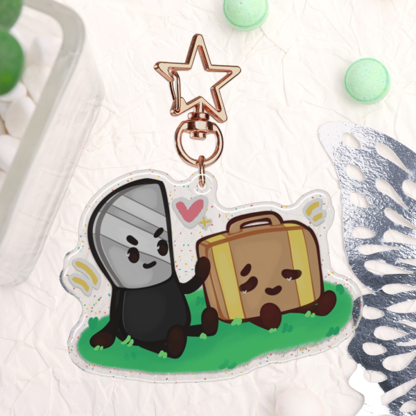 Knife and Suitcase Plushy Keychain!