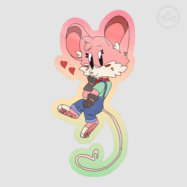Lovely Strawberry mousey Die Cut Sticker