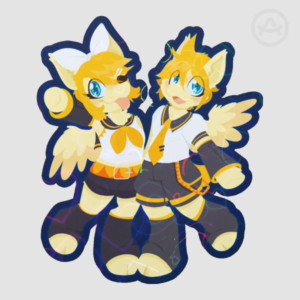 Rin and Len pony Colored Edge Die Cut Stickers