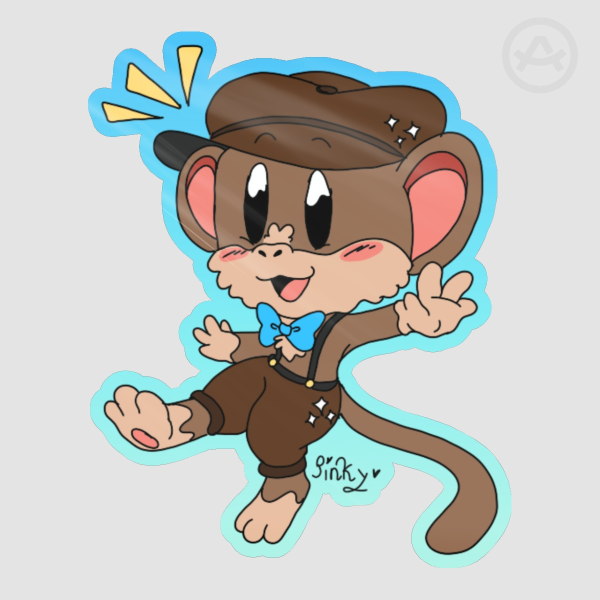Coconut Monkey Die Cut Sticker