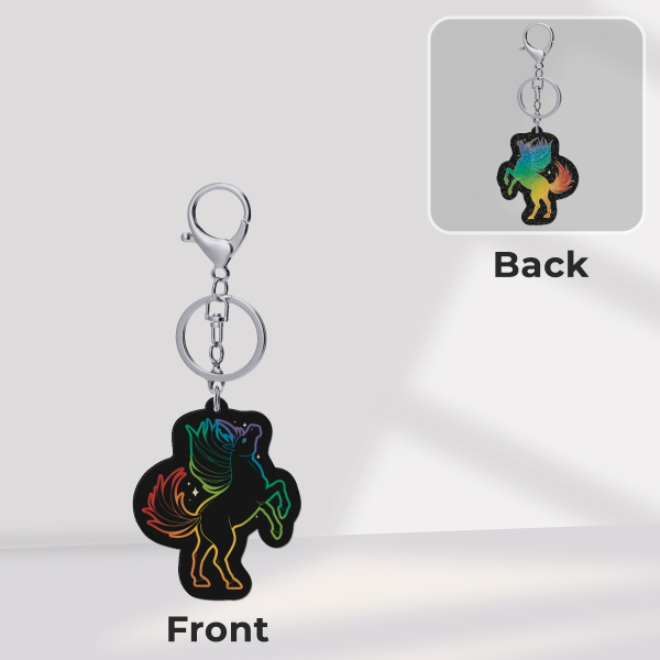 Rainbow Unicorn Glitter Acrylic Keychain (small)