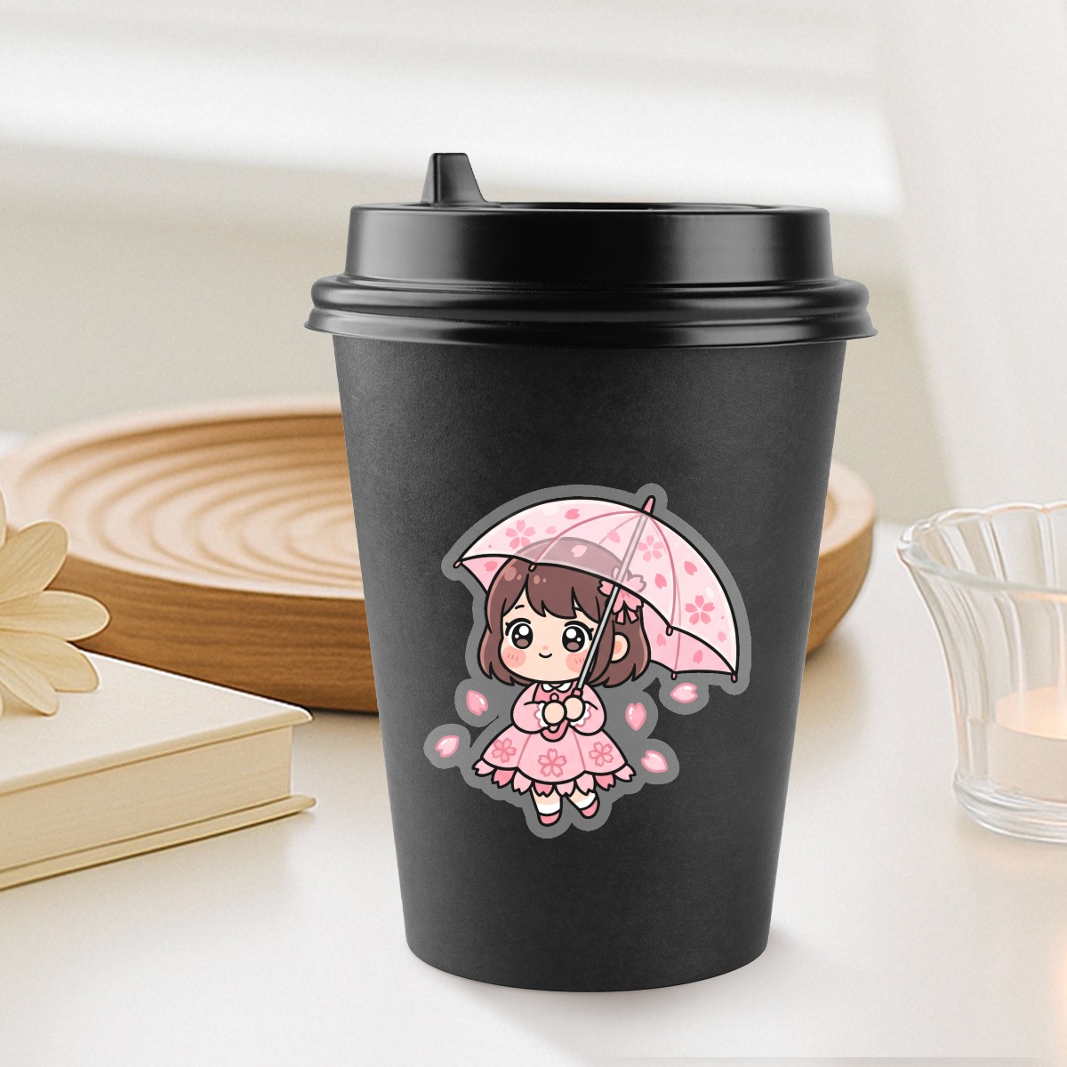 Sakura with Umbrella - Vinyl Sticker