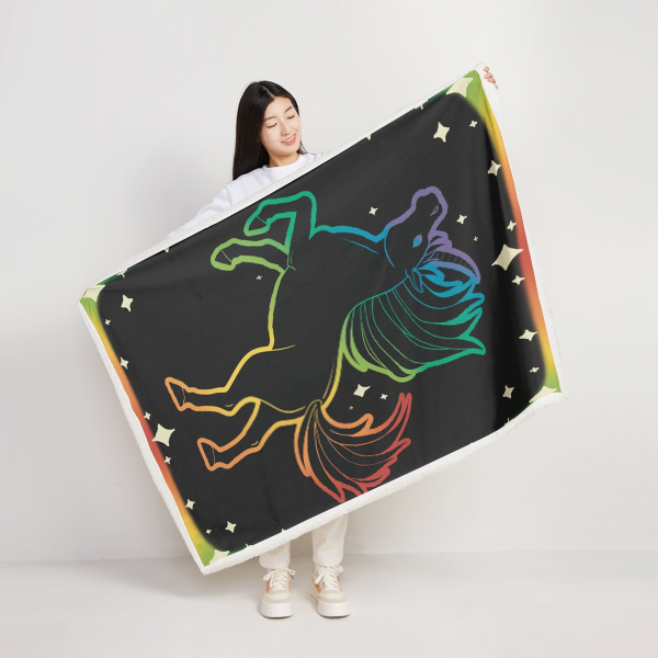 Rainbow Unicorn Black Blanket