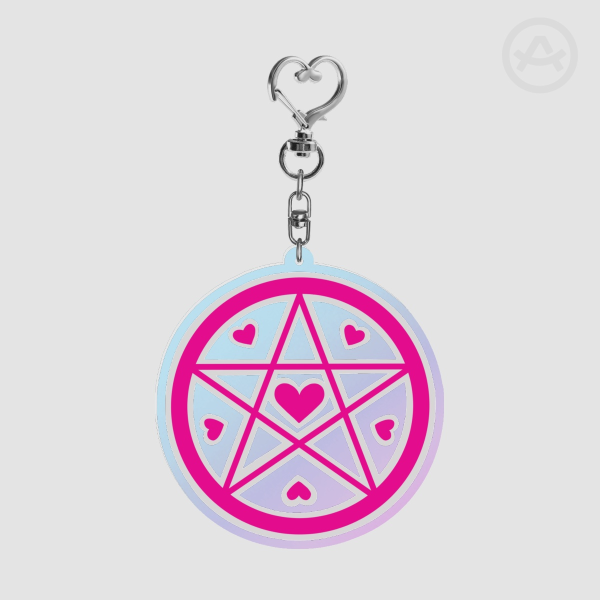 Penta-Hearts - Rainbow Holo Acrylic Keychain