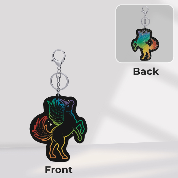 Rainbow Unicorn Glitter Acrylic Keychain (medium)
