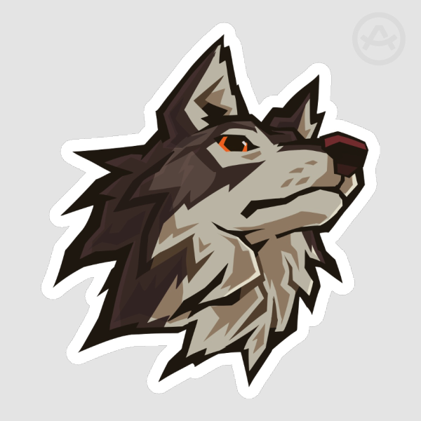 Grayish Brown Wolf Sticker