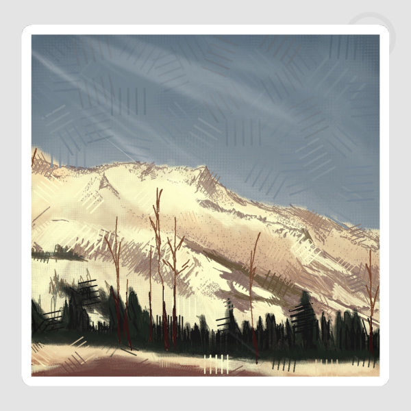 Mountain Range die cut sticker