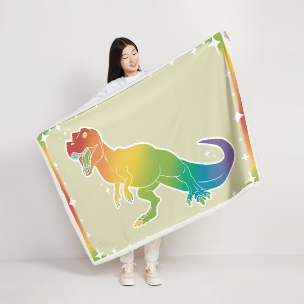 Rainbow Dinosaur White Blanket