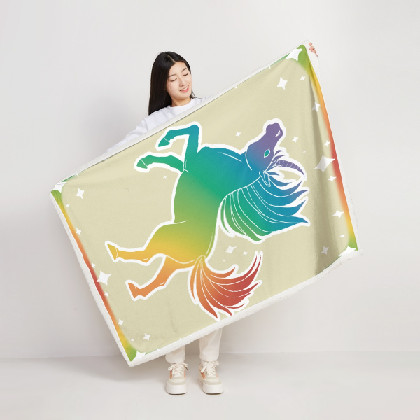 Rainbow Unicorn White Blanket