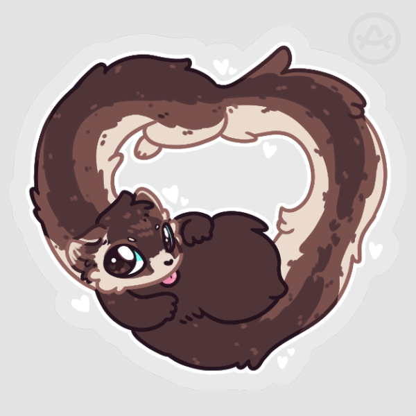Heart Ferret Sticker
