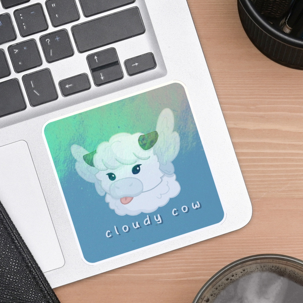 cloudy cow logo sticker