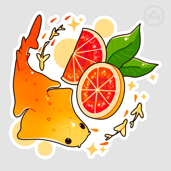 Grapefruit Angel Shark Sticker