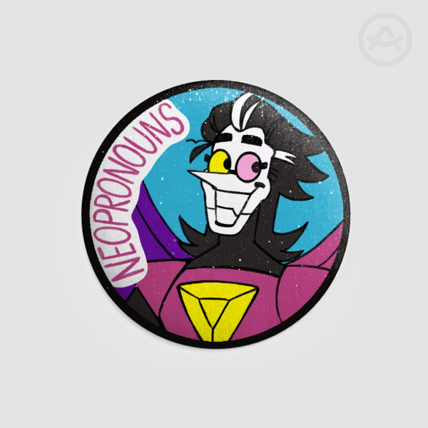 Spamton Neo Neo Pronouns Badge [deltarune]