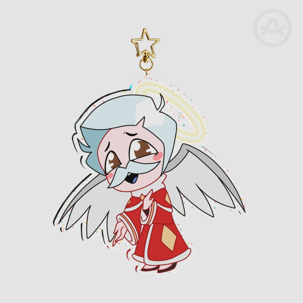 Chibi Saint Nicholas Glitter Acrylic Keychain
