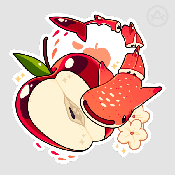 Red Apple Whale Shark Sticker