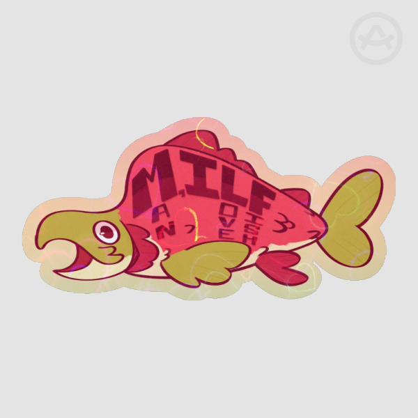 MILF Salmon Colored Edge Die Cut Stickers