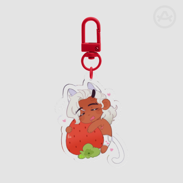 Strawberry Kittyweaver Acrylic Keychain