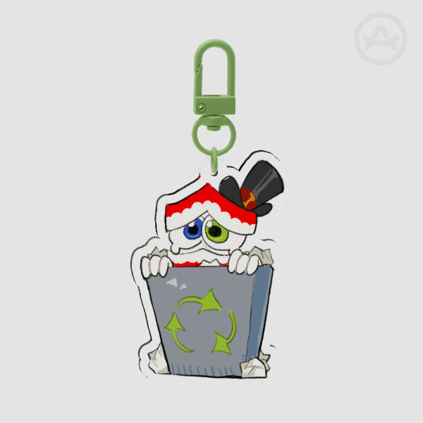 Trash Bin Caine Keychain