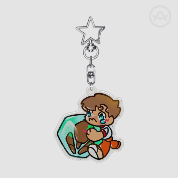 Rocky and Grace Epoxy Glitter Acrylic Keychains