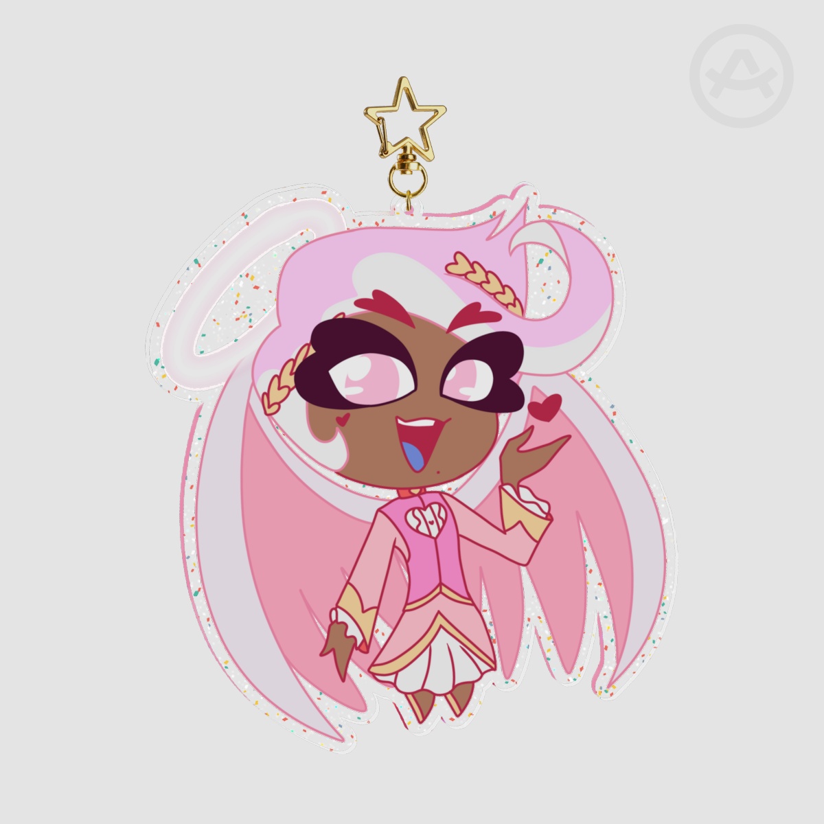 Chibi Saint Valentine Glitter Acrylic Keychain