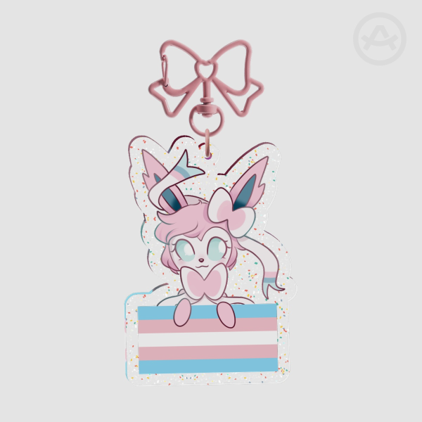 Sylveon trans flag glitter keychain